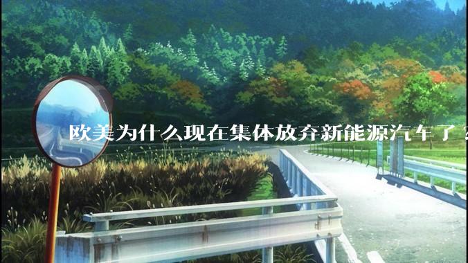 欧美为什么现在集体放弃新能源汽车了?